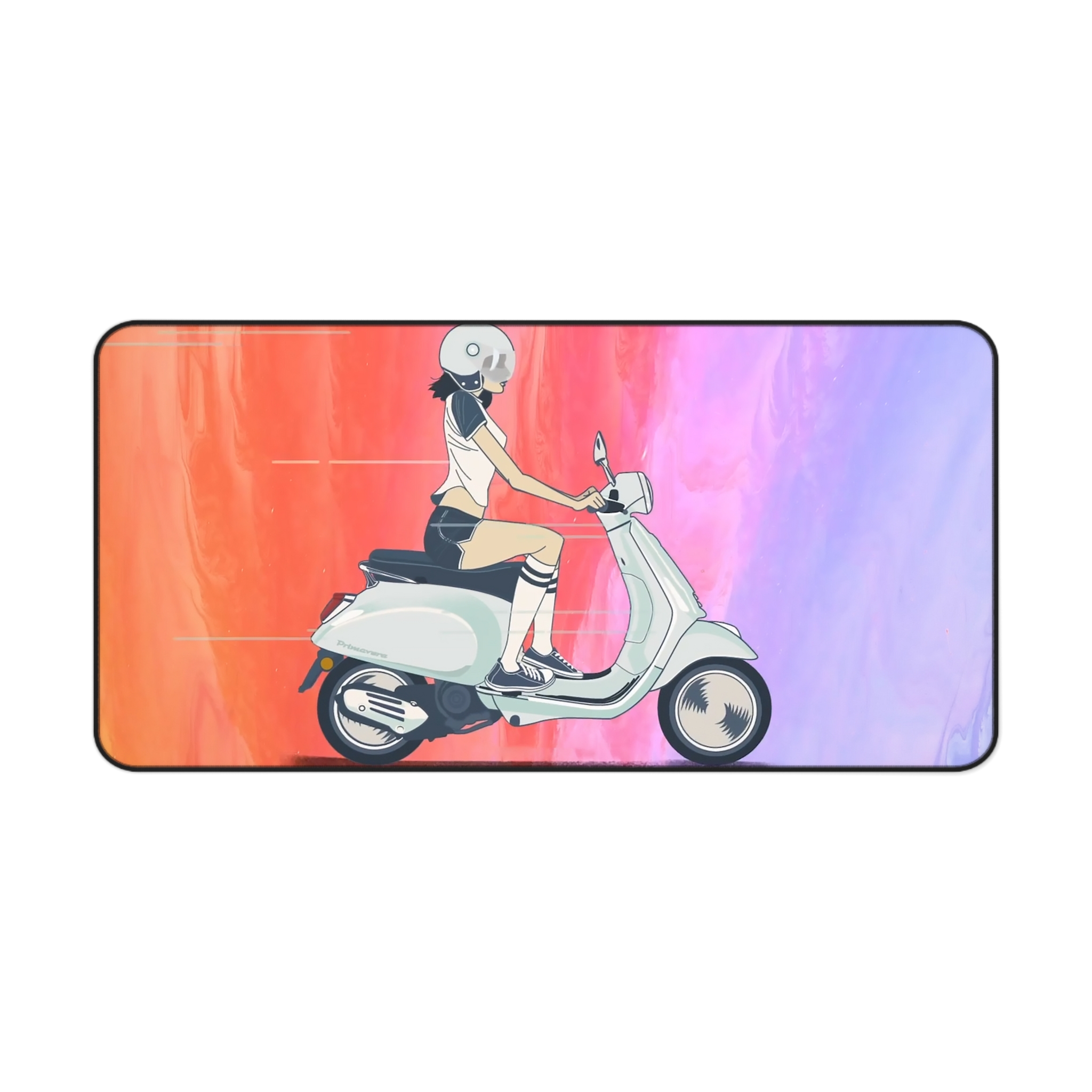 Vespa Scooter Retro Girl Anime Desk Mat - view 2