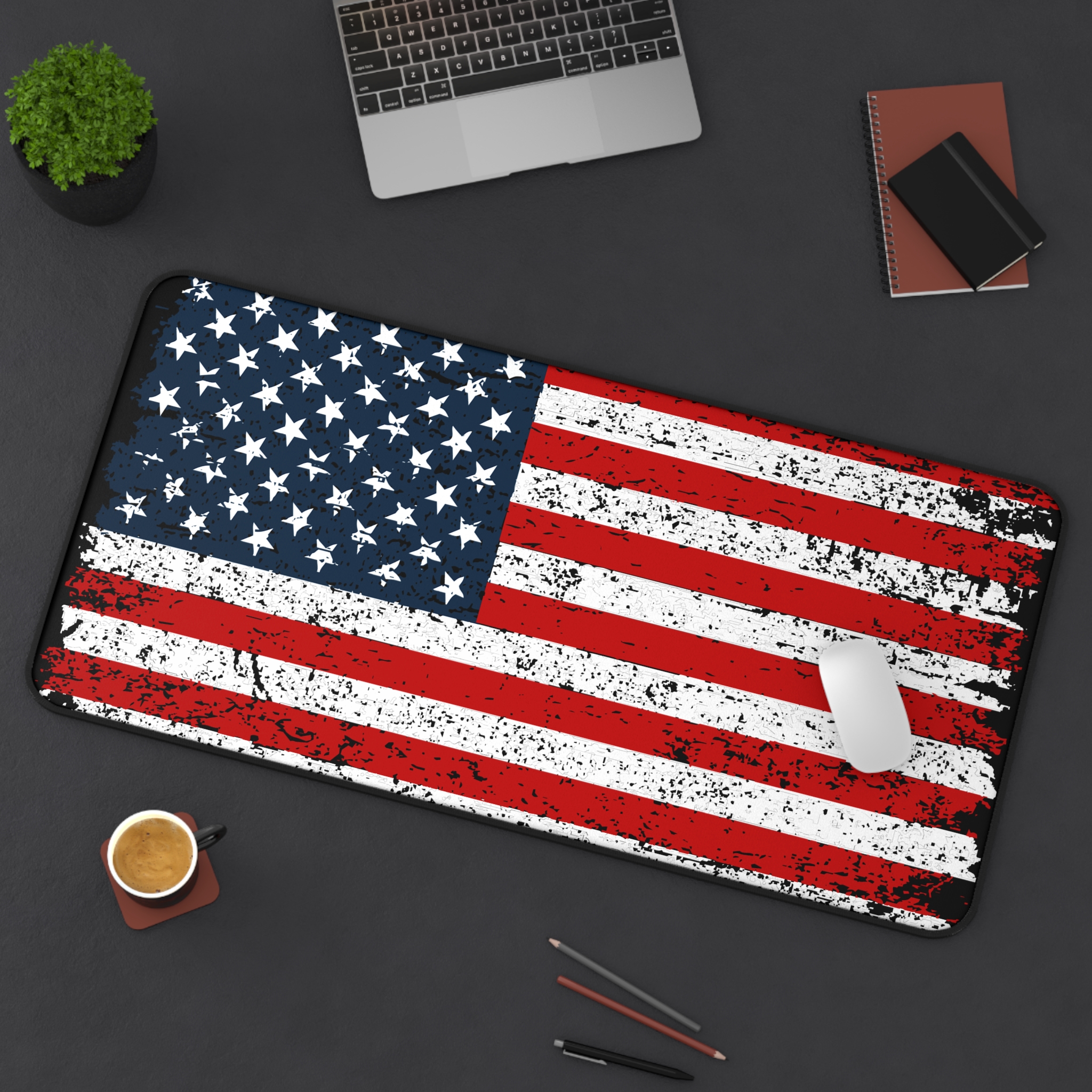 USA Flag Distressed Desk Mat | Patriotic Military American Mouse Pad
