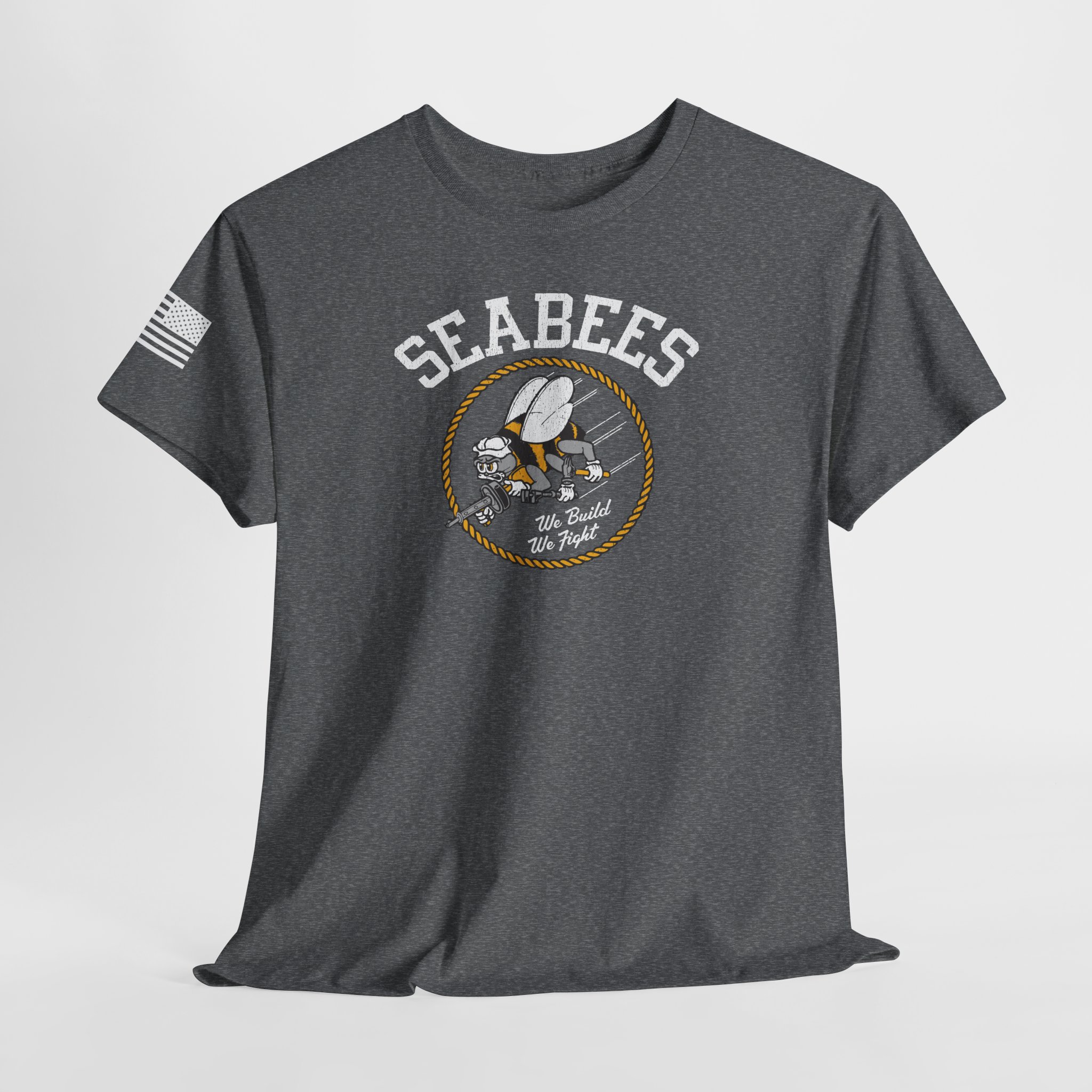 Seabees WWII Navy History Buff Patriotic USA Military T-Shirt | 5 Colors - Image 12