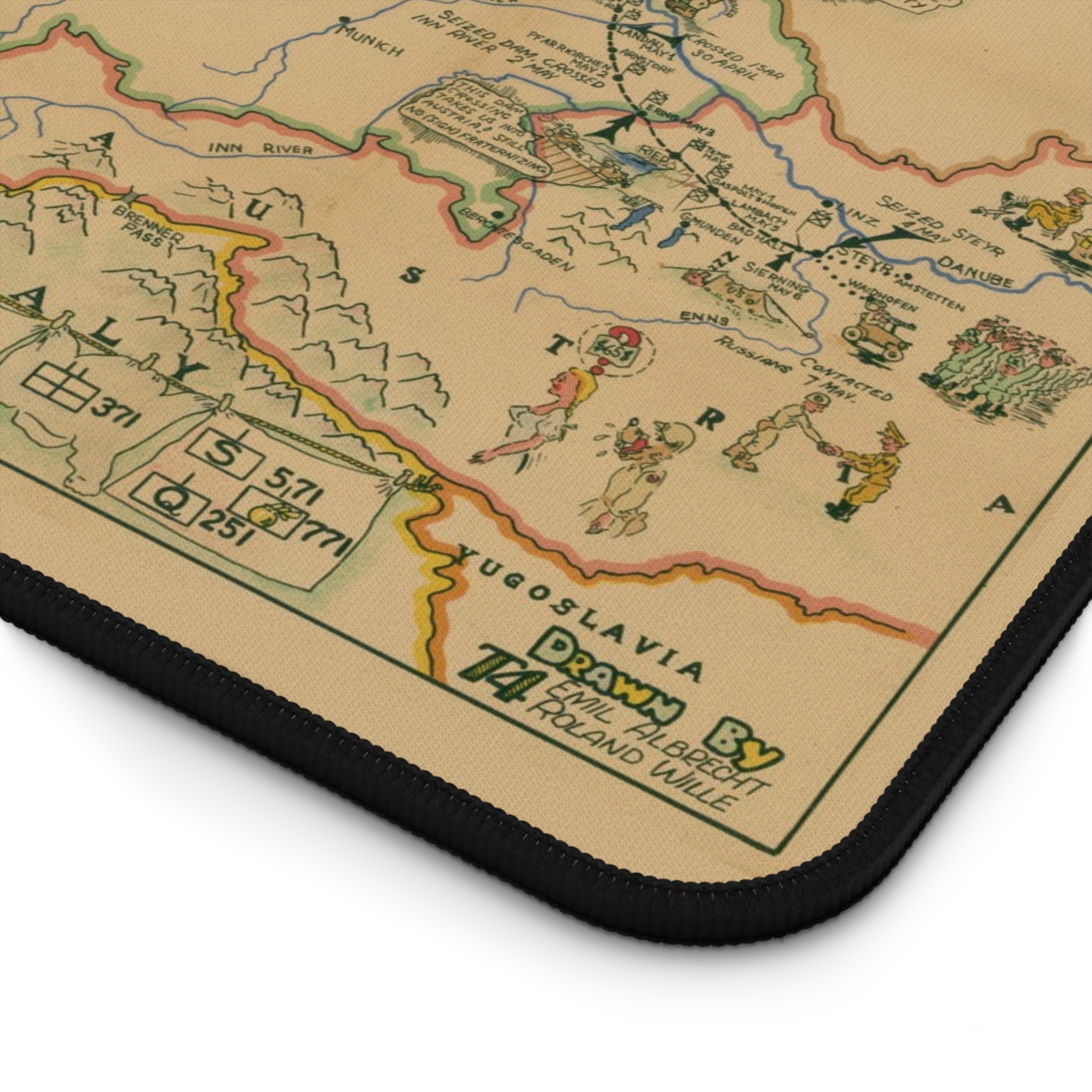 71st Infantry Division WWII Europe Map Desk Mat - view 5