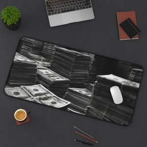 Cash Money Green Benjamins Piled High | Premium Stitched Edges Desk Mat