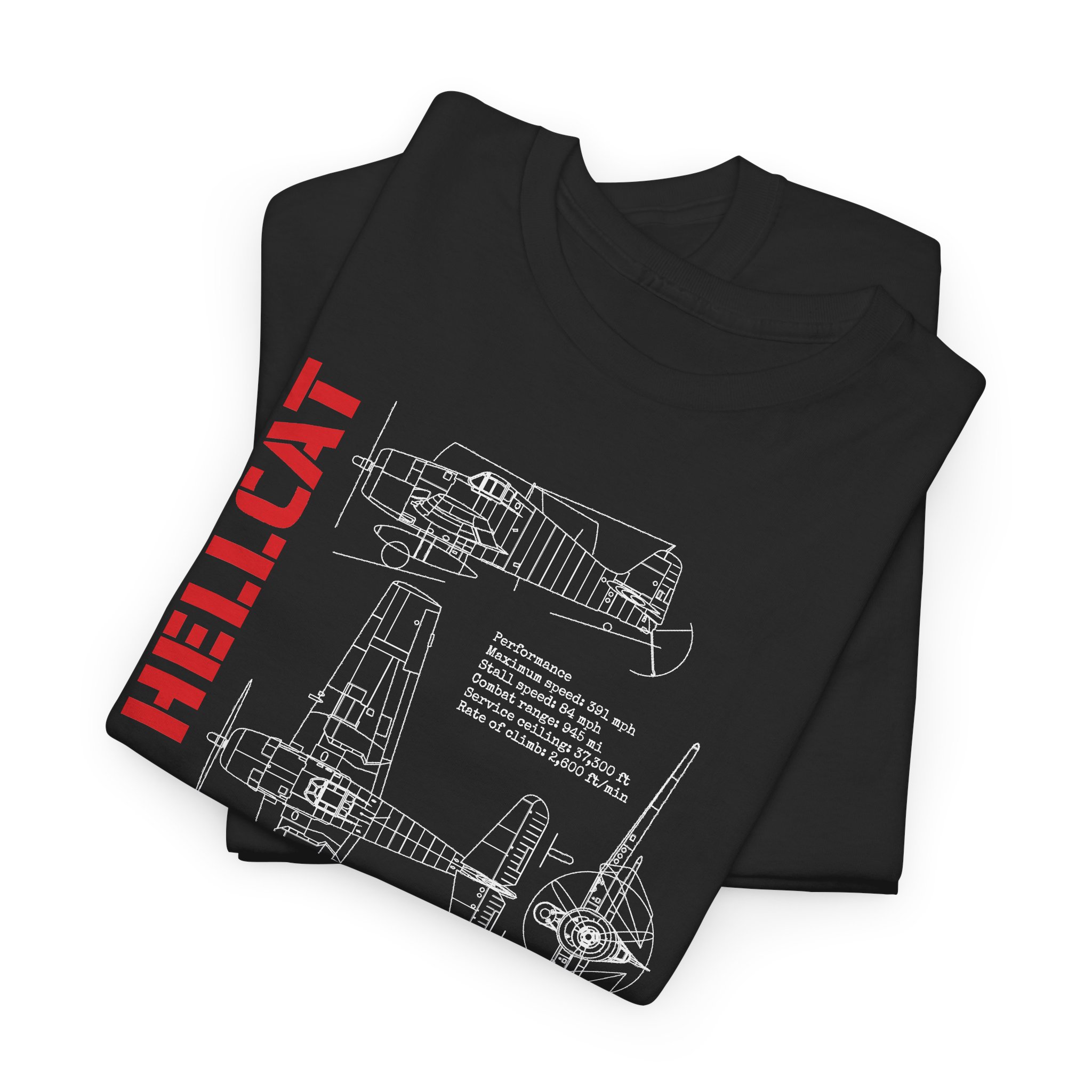 WWII Fighter F6F Hellcat Tee | Blueprint & Facts | Patriotic USA | Gildan 5000 - Image 5