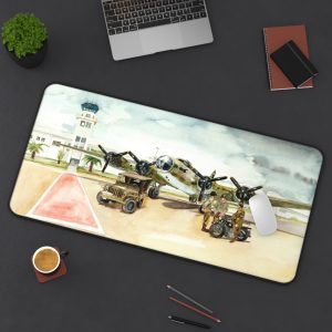 B-17 at Hamilton WWII Art Desk Mat | Jim Schwering USAF History Fan Gift