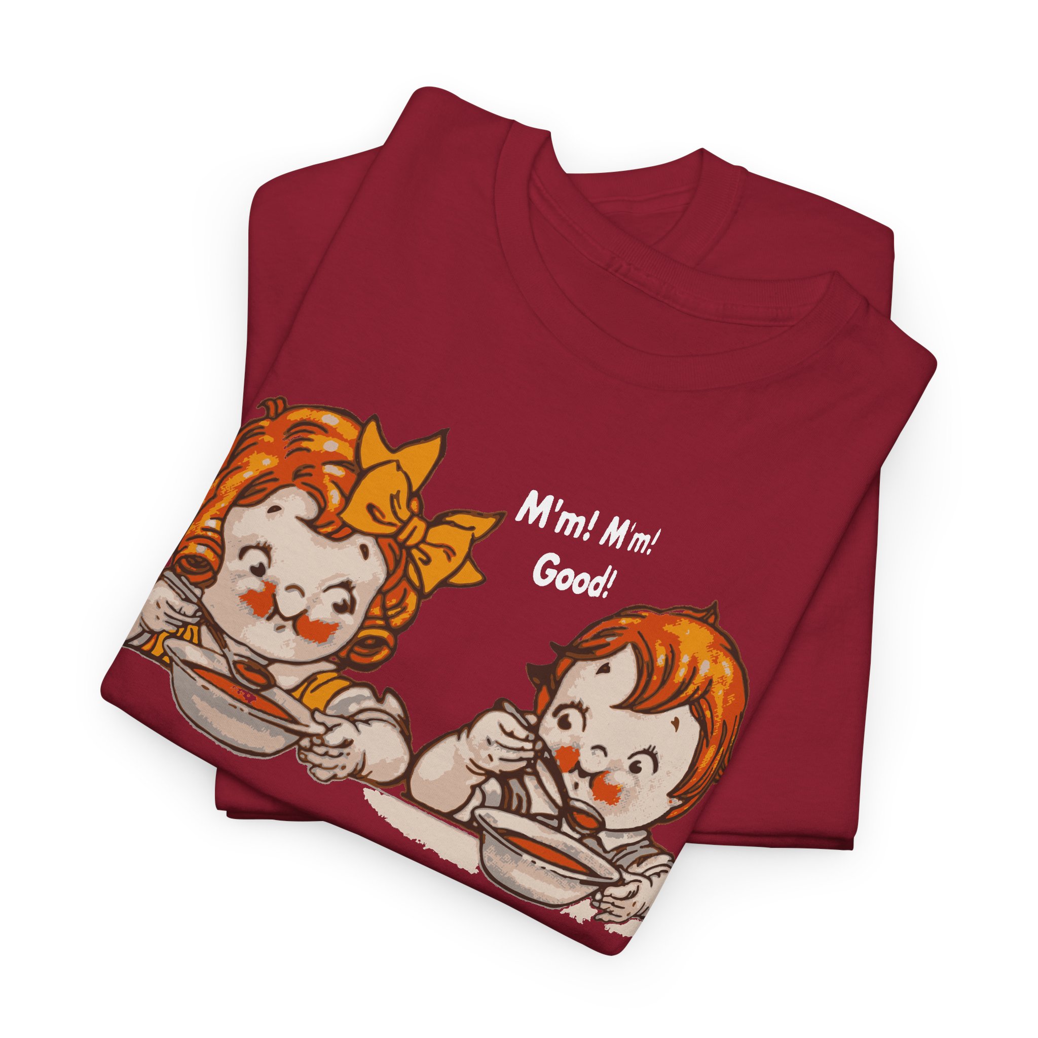Retro Style Campbell's Soup Cute Kids Eating T-Shirt | S-5XL | DTG Print - Image 5