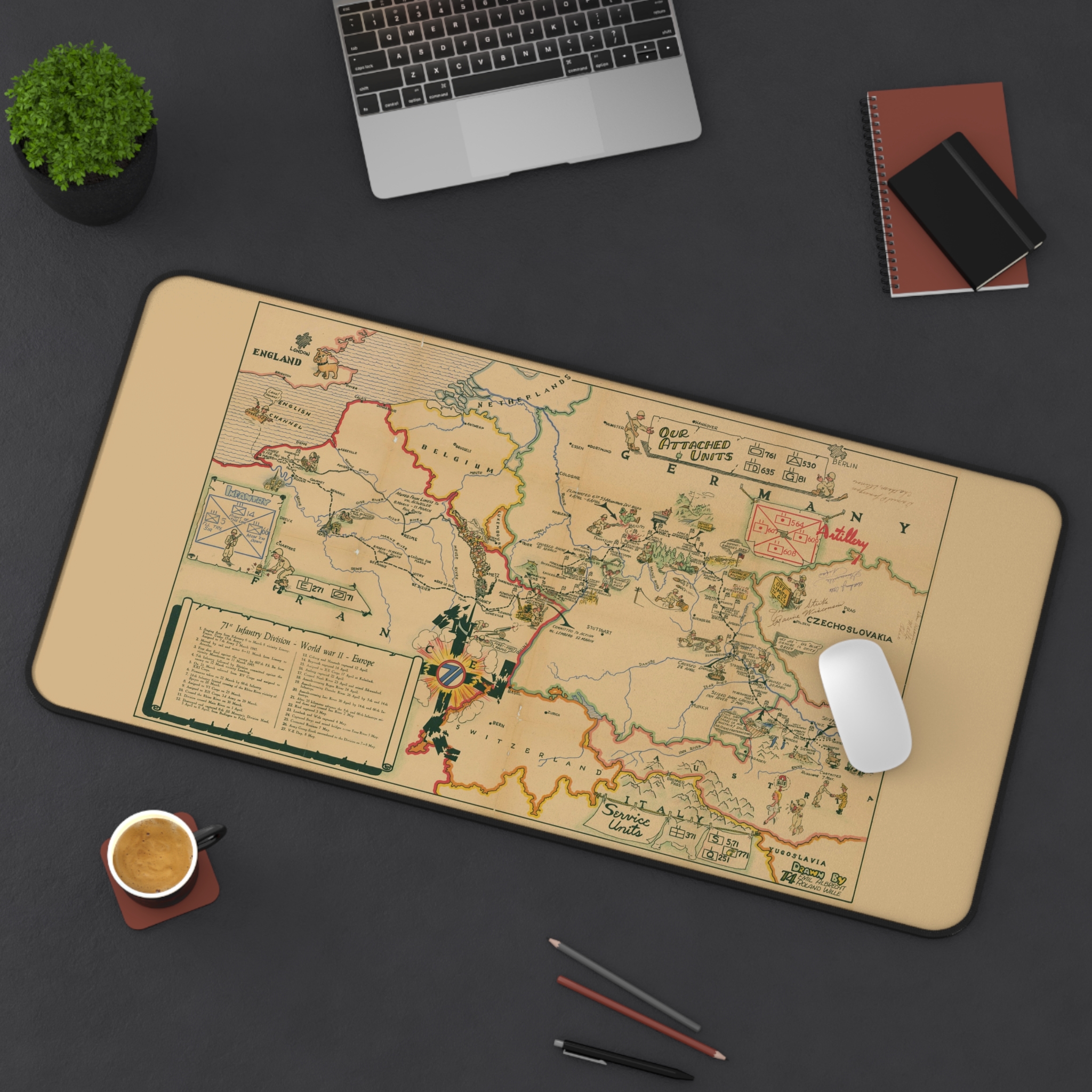71st Infantry Division WWII Europe Map Desk Mat - view 6