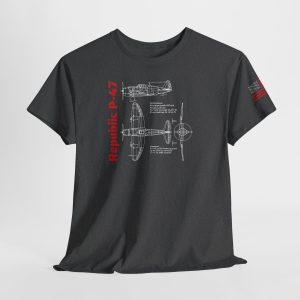WWII Fighter Republic P-47 – World War History Patriotic USA – Heavy Cotton Tee