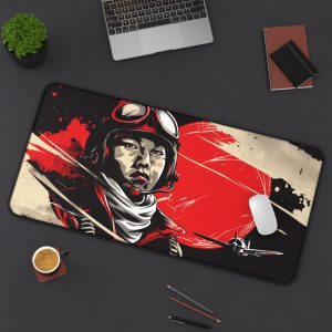 Japanese Kamikaze Pilot WWII | History Art | Premium Stitched Edges Desk Mat