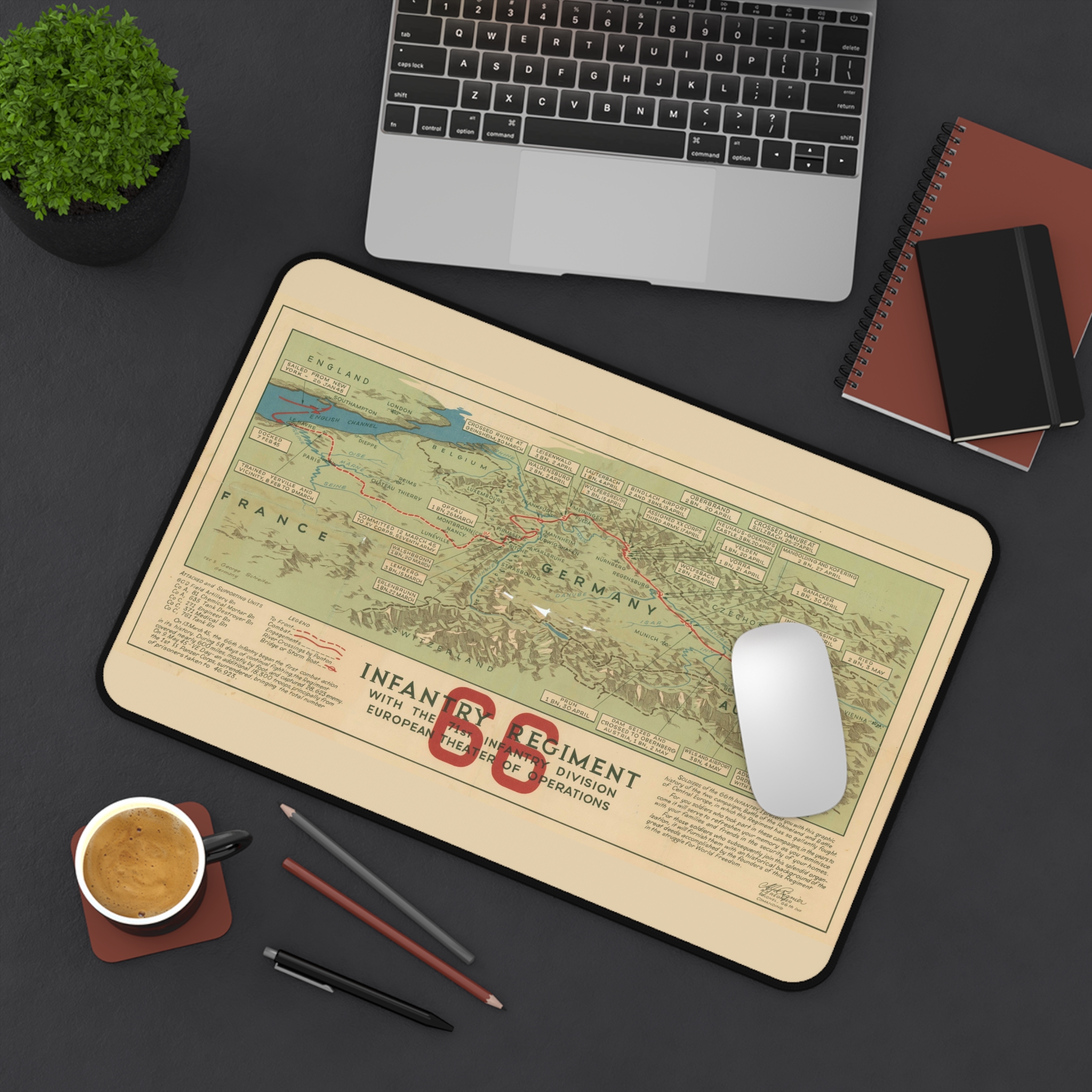 66th Infantry Regiment WWII Europe Map Desk Mat - view 9