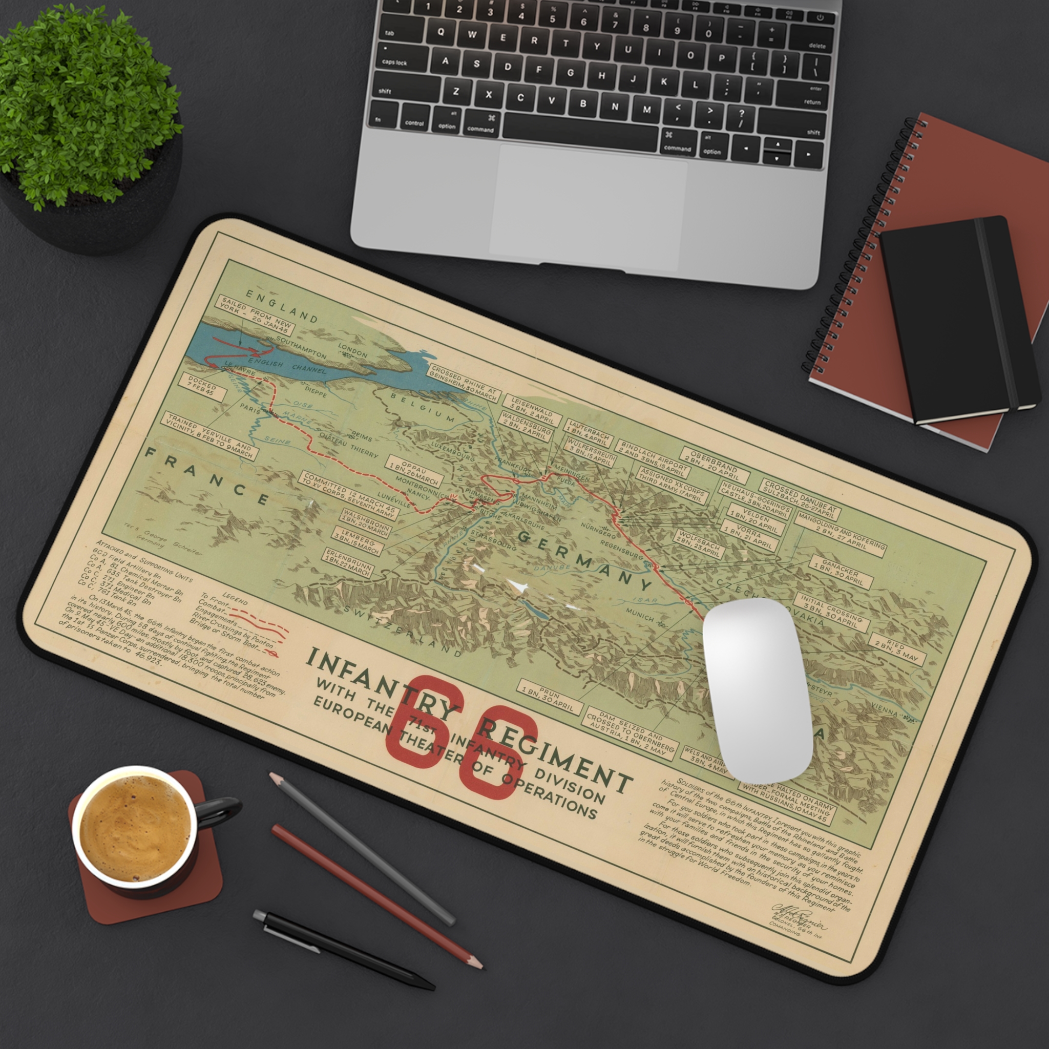 66th Infantry Regiment WWII Europe Map Desk Mat - view 14