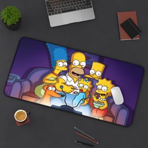 Simpsons Lover – Family Watching TV – Desk Mat Gaming Mouse Pad – Stitched Edges