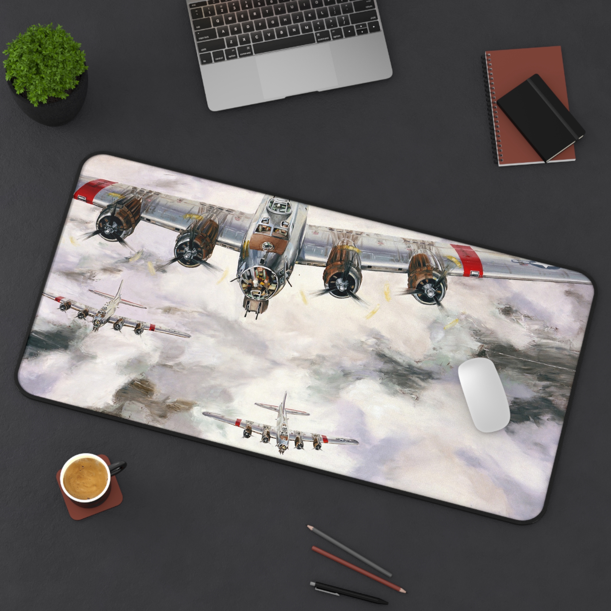 B-17s Over Europe Desk Mat | WWII Bomber Art | David Ray | Gift