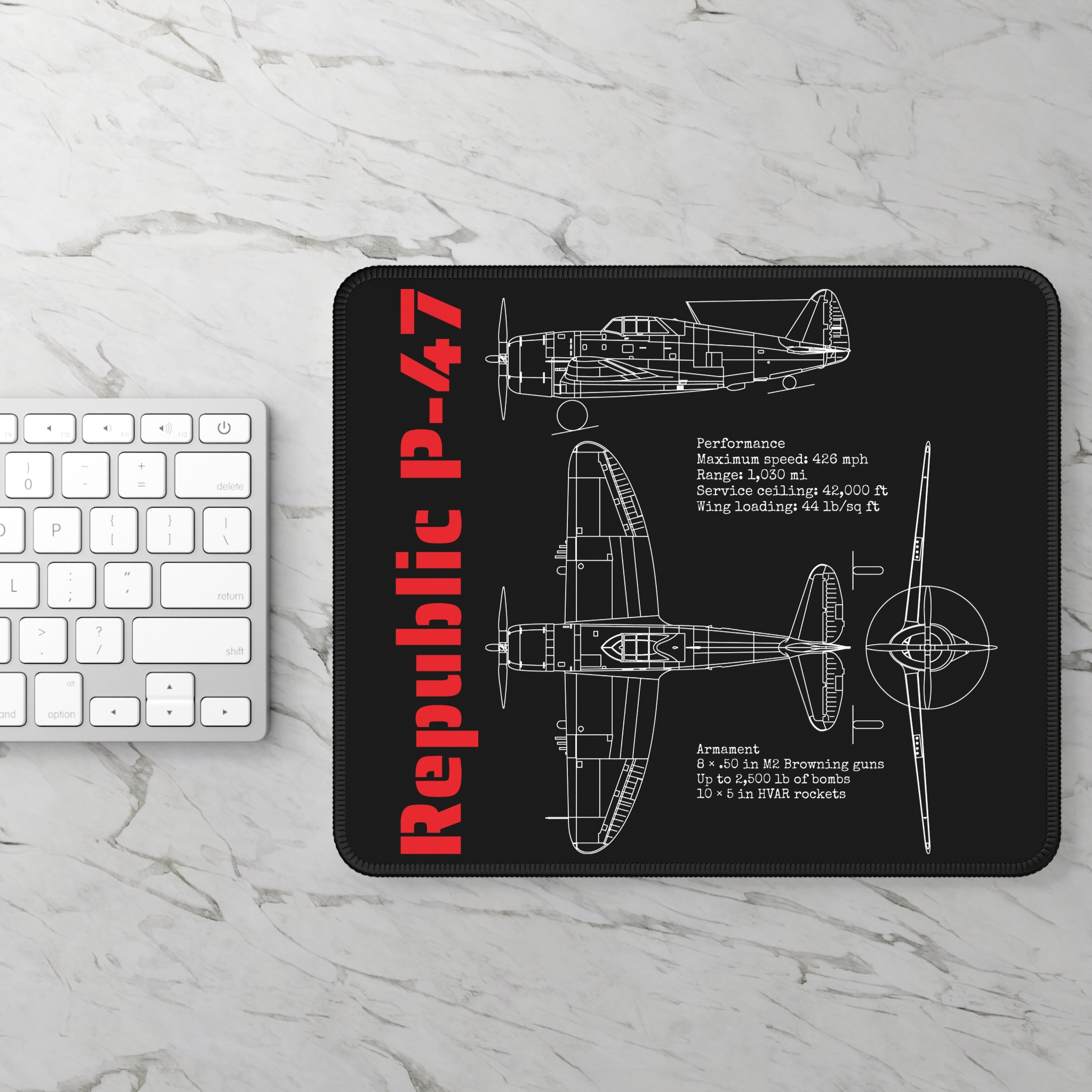 WWII Fighter Republic P-47 - World War 2 History Patriotic - view 2