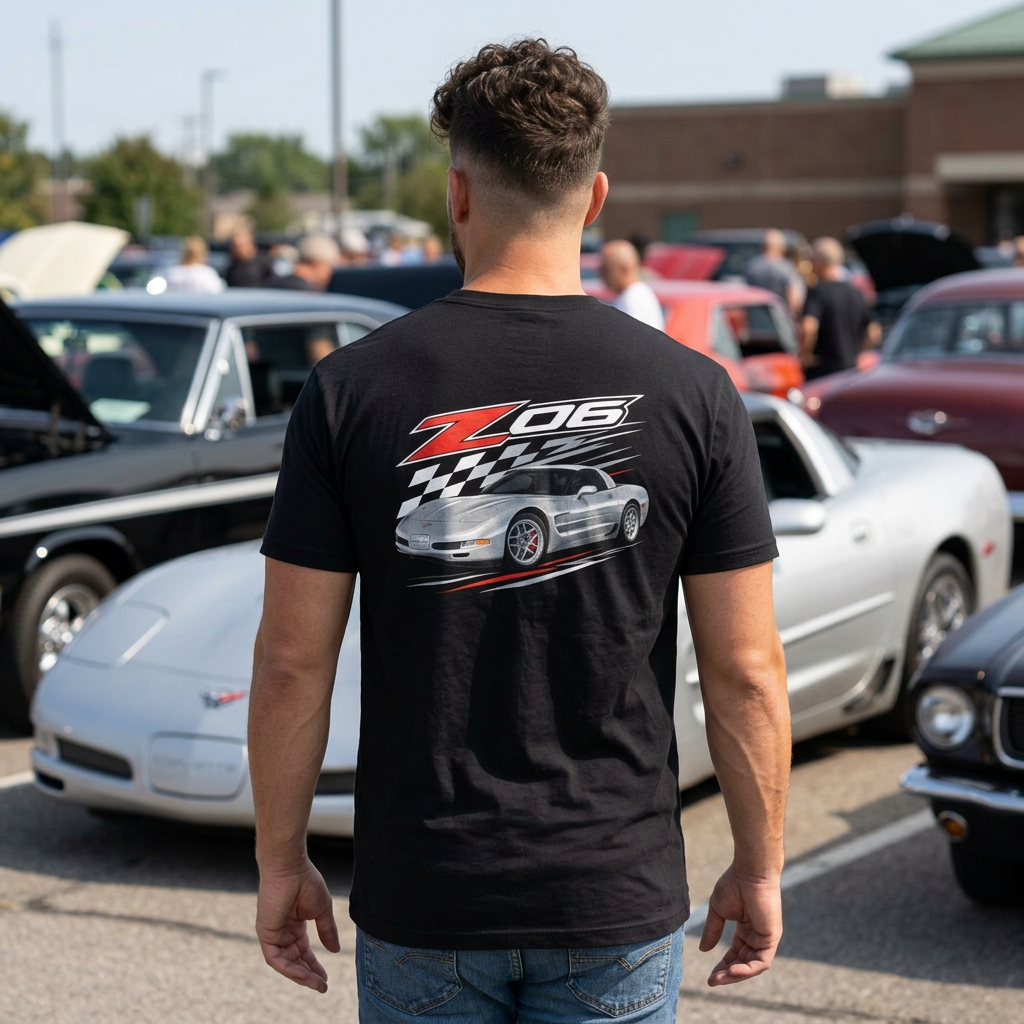 2003-2004 C5 Z06 in Silver Performance Muscle Car Graphic T-Shirt S-5XL