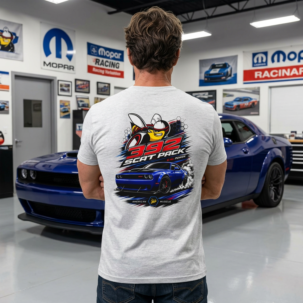 392 Scat Pack IndiGO Blue Muscle Car T-Shirt | Street Drag Racing Show Tee