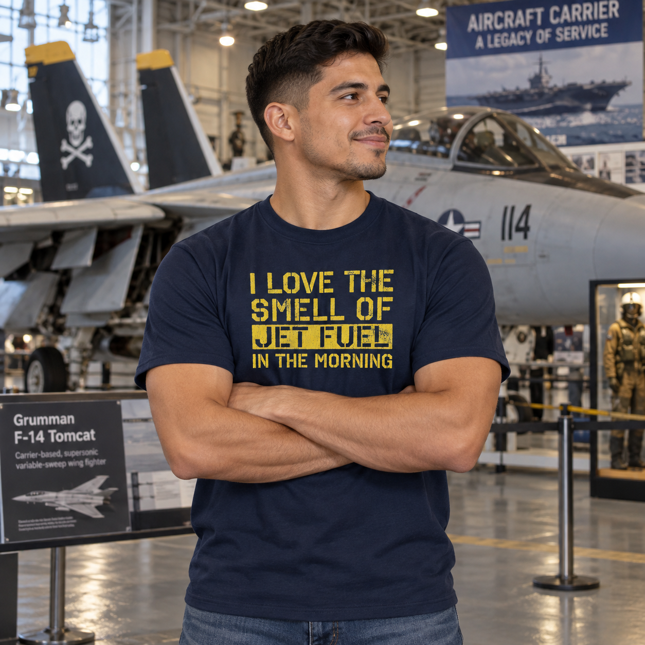 I Love the Smell of Jet Fuel in the Morning Navy Aviation History Tee Gift S-5XL