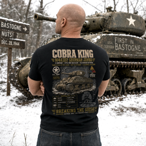 M4 Sherman Cobra King Bastogne 1944 WWII Tank Military History T-Shirt Tee S-5XL