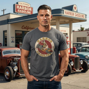 Harbor Gasoline Station T-Shirt Retro Tee 1940 style Shirt S-5XL