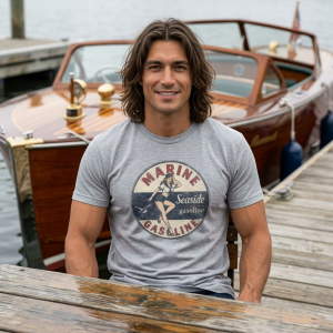 Vintage Style Marine Gasoline T-Shirt Retro Seaside Garage Tee S-5XL 9 Colors