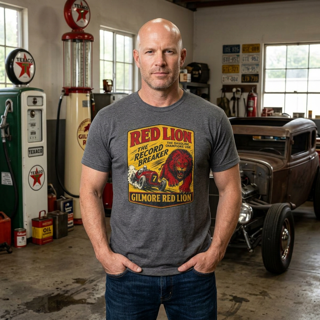 Gilmore Red Lion Gas and Oil Lover Vintage Style T-Shirt - view 5