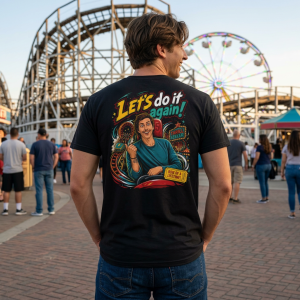 Theme Park Funny Meme Tee | Creepy Smiling Face Humor Shirt S-5XL