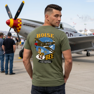 Boise Bee P-51C Mustang WWII Aviation Art Military History Graphic Tee