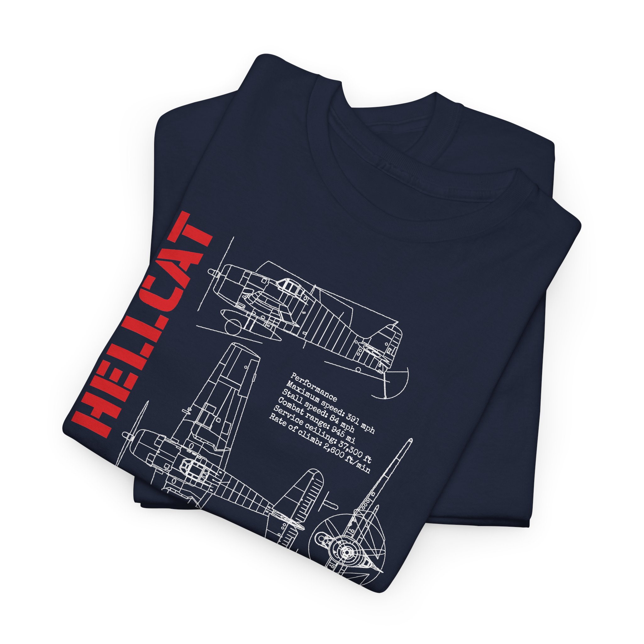 WWII Fighter F6F Hellcat Tee | Blueprint & Facts | Patriotic USA | Gildan 5000 - Image 11