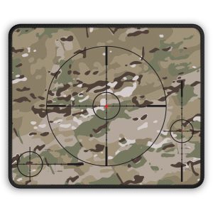 Sniper Scope Crosshair Gamer Mouse Pad 9×7″ – Premium Camo, Stitched Edges