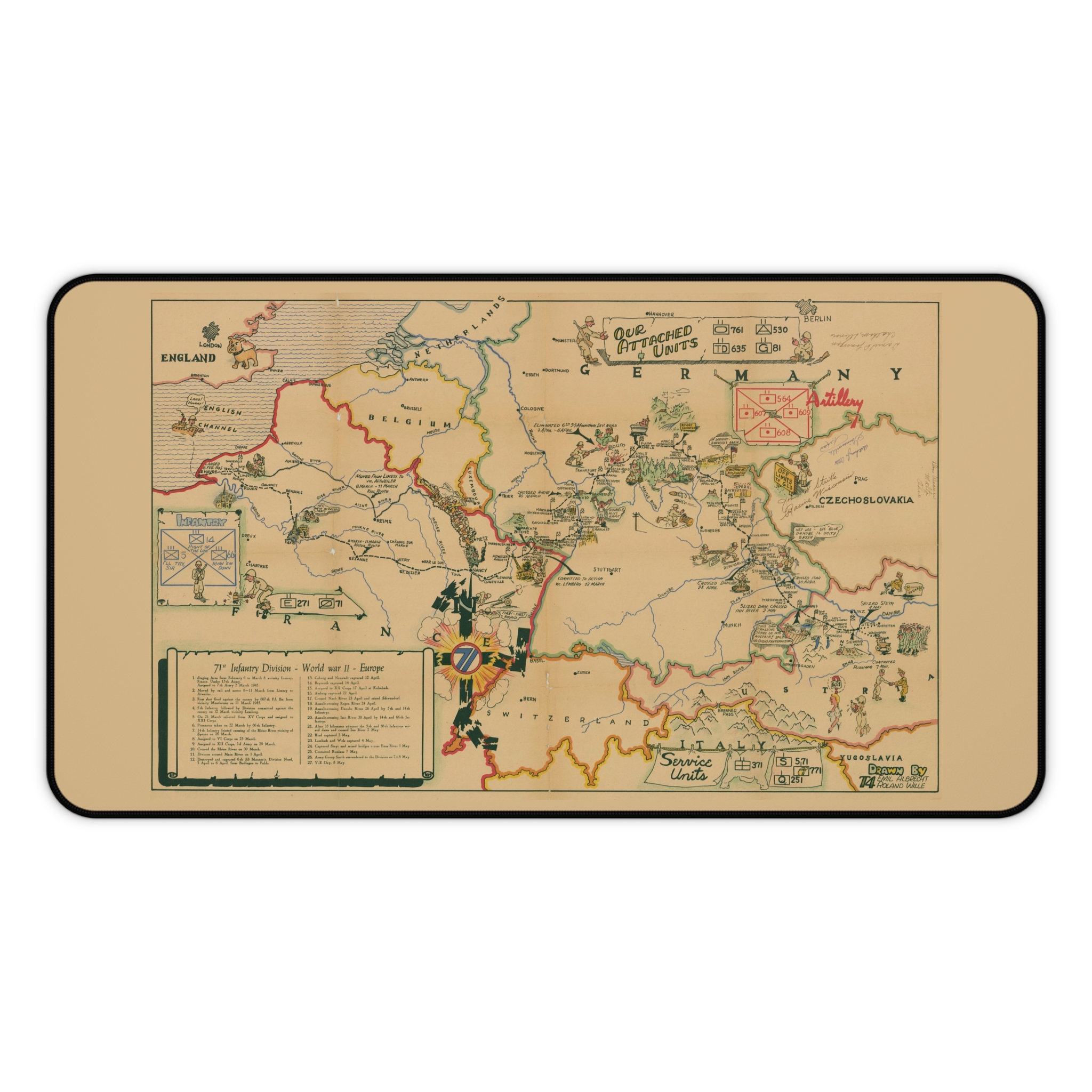 71st Infantry Division WWII Europe Map Desk Mat - view 11