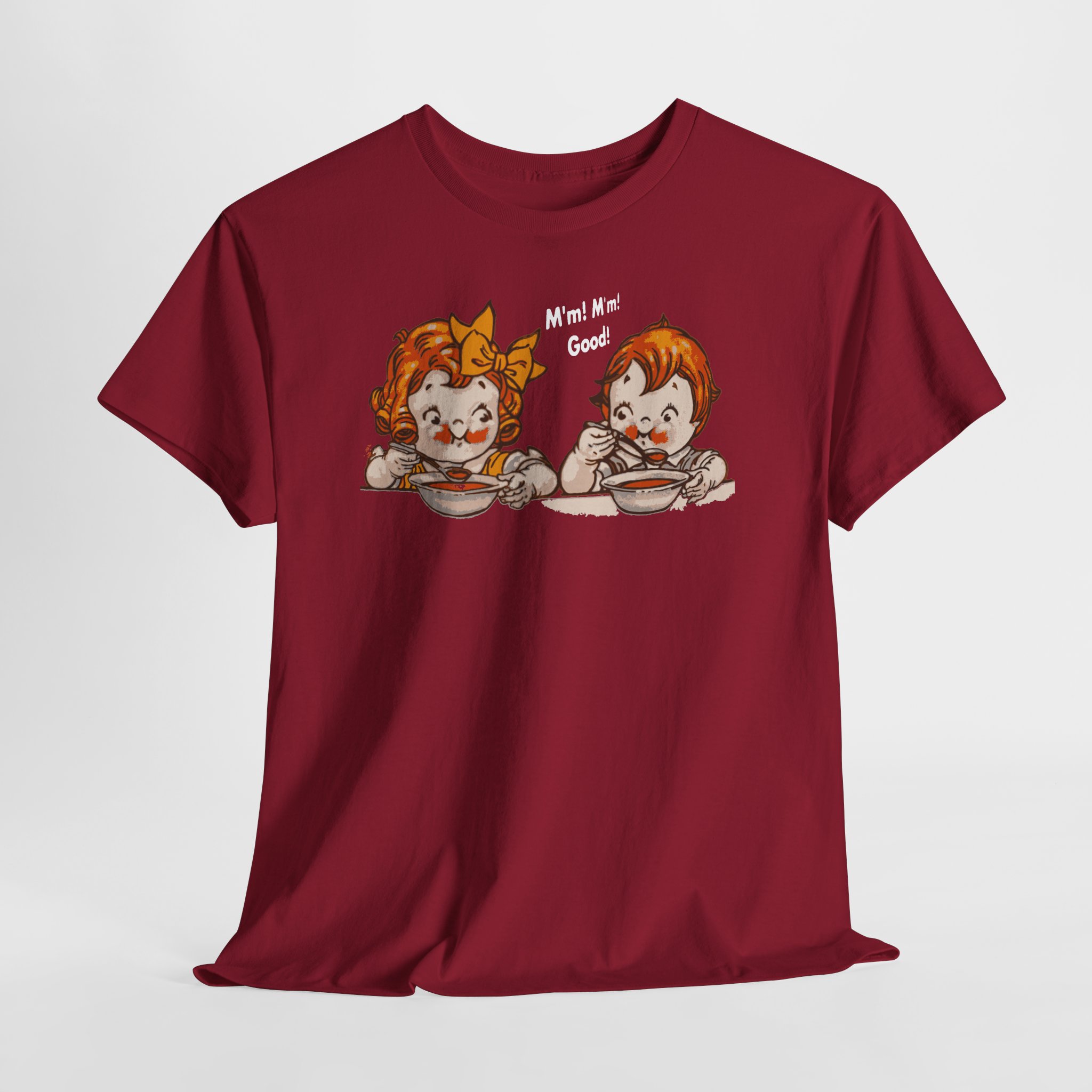 Retro Style Campbell's Soup Cute Kids Eating T-Shirt | S-5XL | DTG Print - Image 4