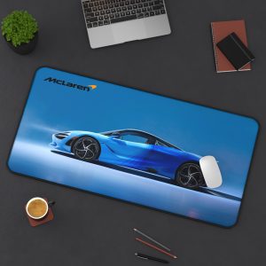 McLaren 750S Spectrum Blue | Supercar Art | Premium Stitched Edges Desk Mat
