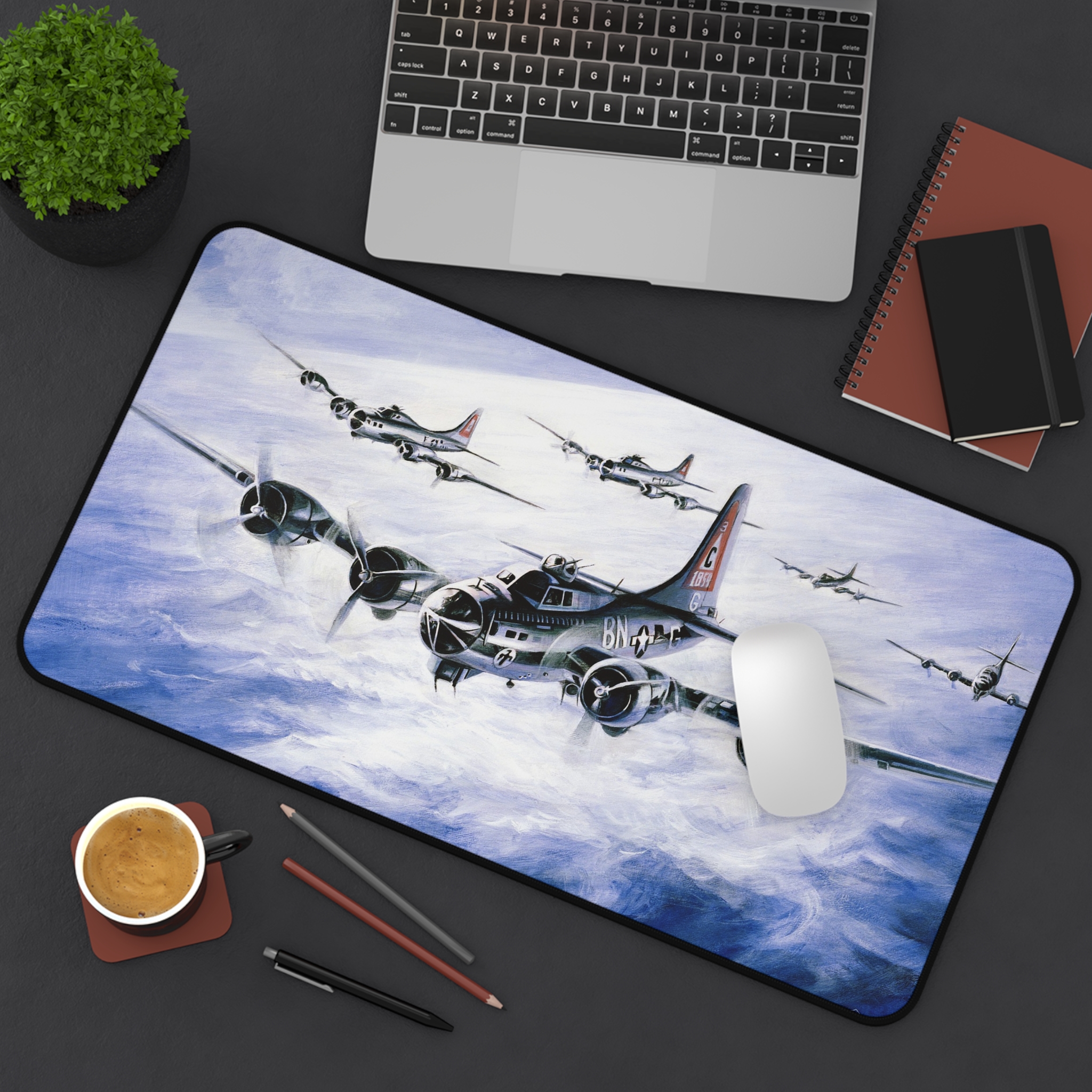 WWII Bomber B-17 Flight by Edward Lim Art, Premium Desk - view 4