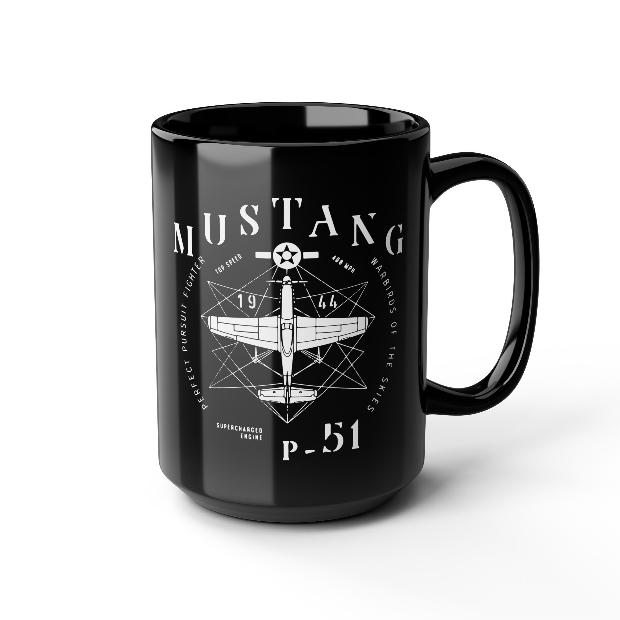 P-51 Mustang WWII Fighter | History Buff Gift | Coffee Mug 15oz