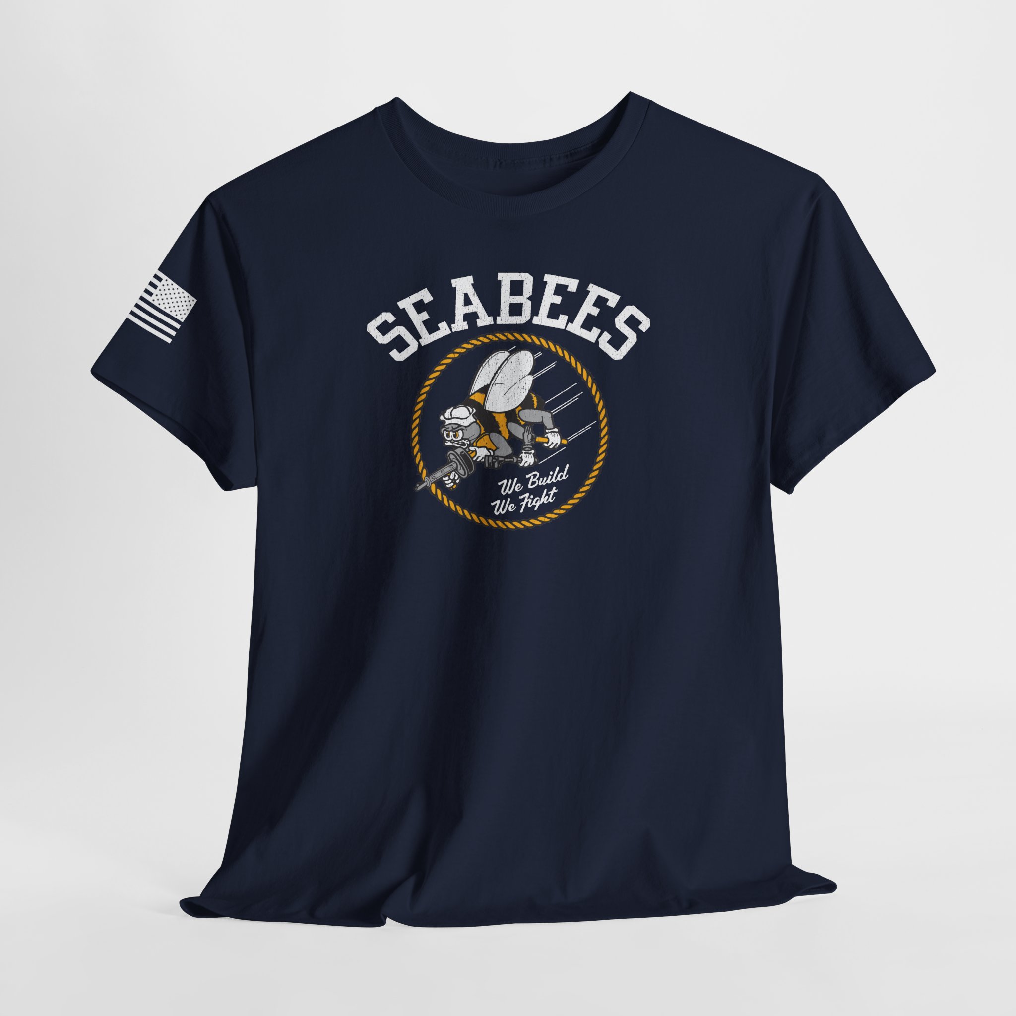 Seabees WWII Navy History Buff Patriotic USA Military T-Shirt | 5 Colors - Image 2