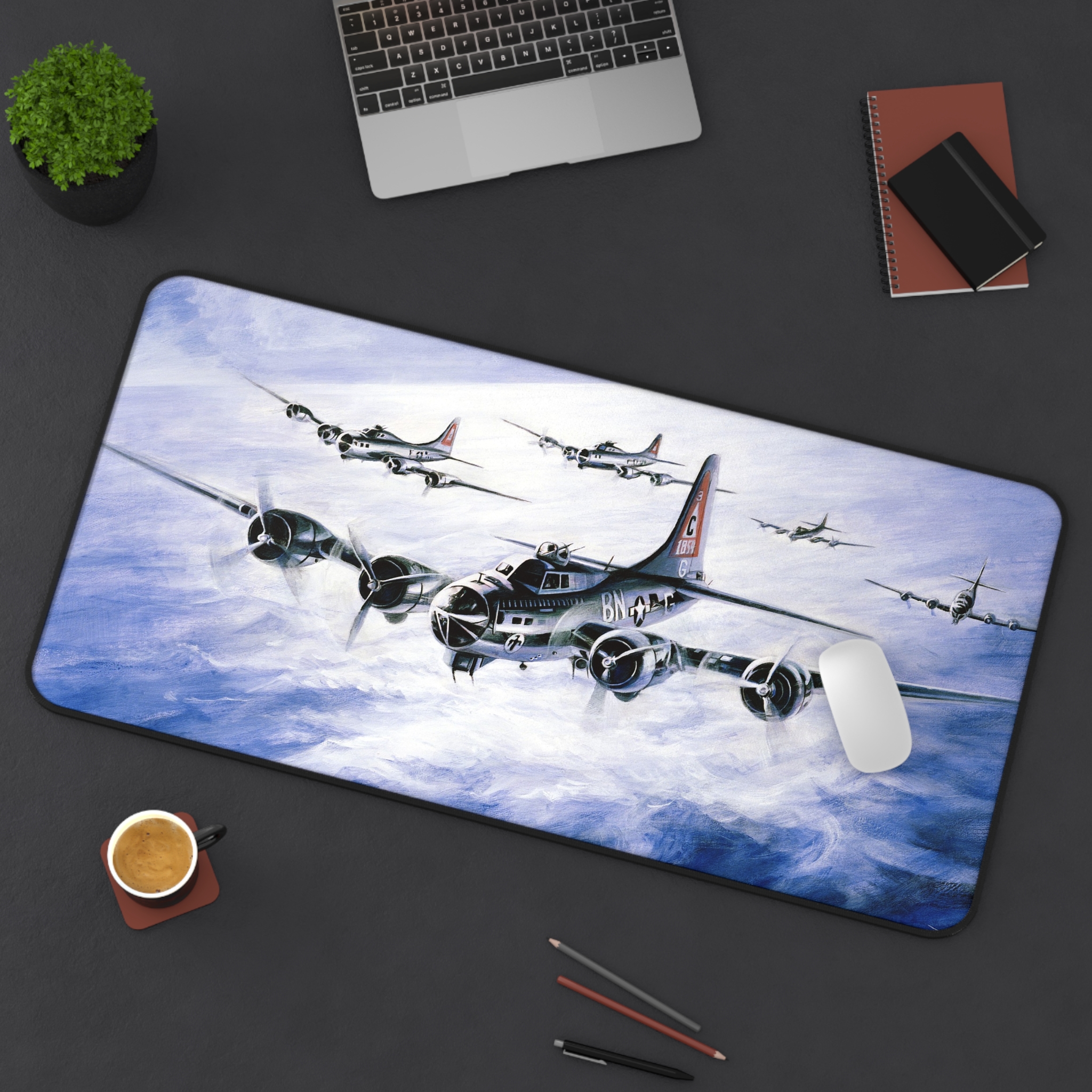 WWII Bomber B-17 Flight by Edward Lim Art, Premium Desk - view 9