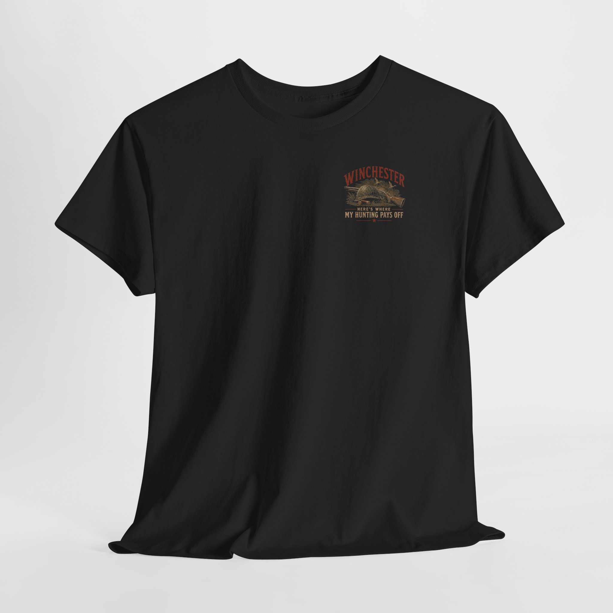 Vintage Style Winchester WWII Ad - American Patriotic History Firearm T-Shirt - Image 3