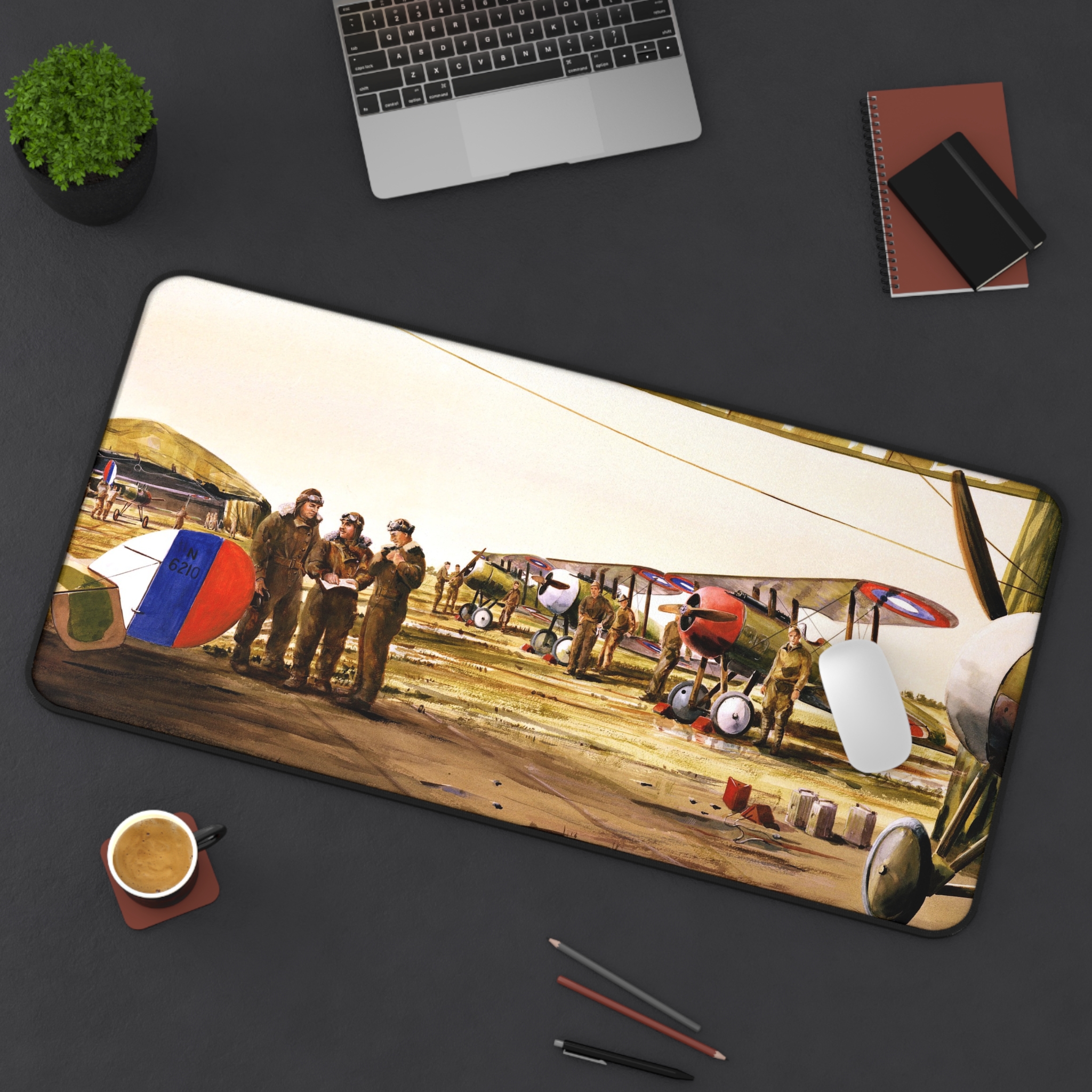 Villeneuve France WWI Aviation Art Desk Mat | John McCoy History Fan Gift