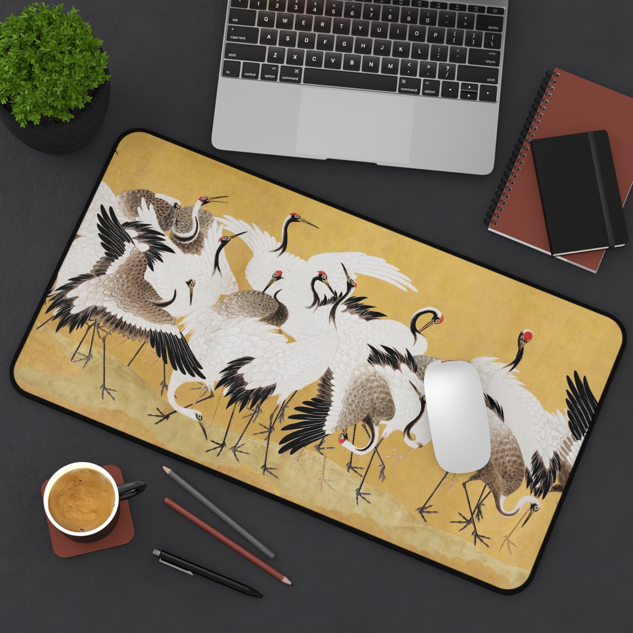 Japanese Cranes Desk Mat 2 Sizes | Ishida Yutei Japan Art Gift