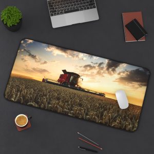 Case Tractor – Combine Wheat Farmer – Desk Mat Gaming Mouse Pad – Stitched Edges